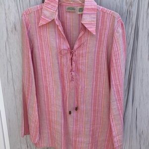 Linen striped casual top